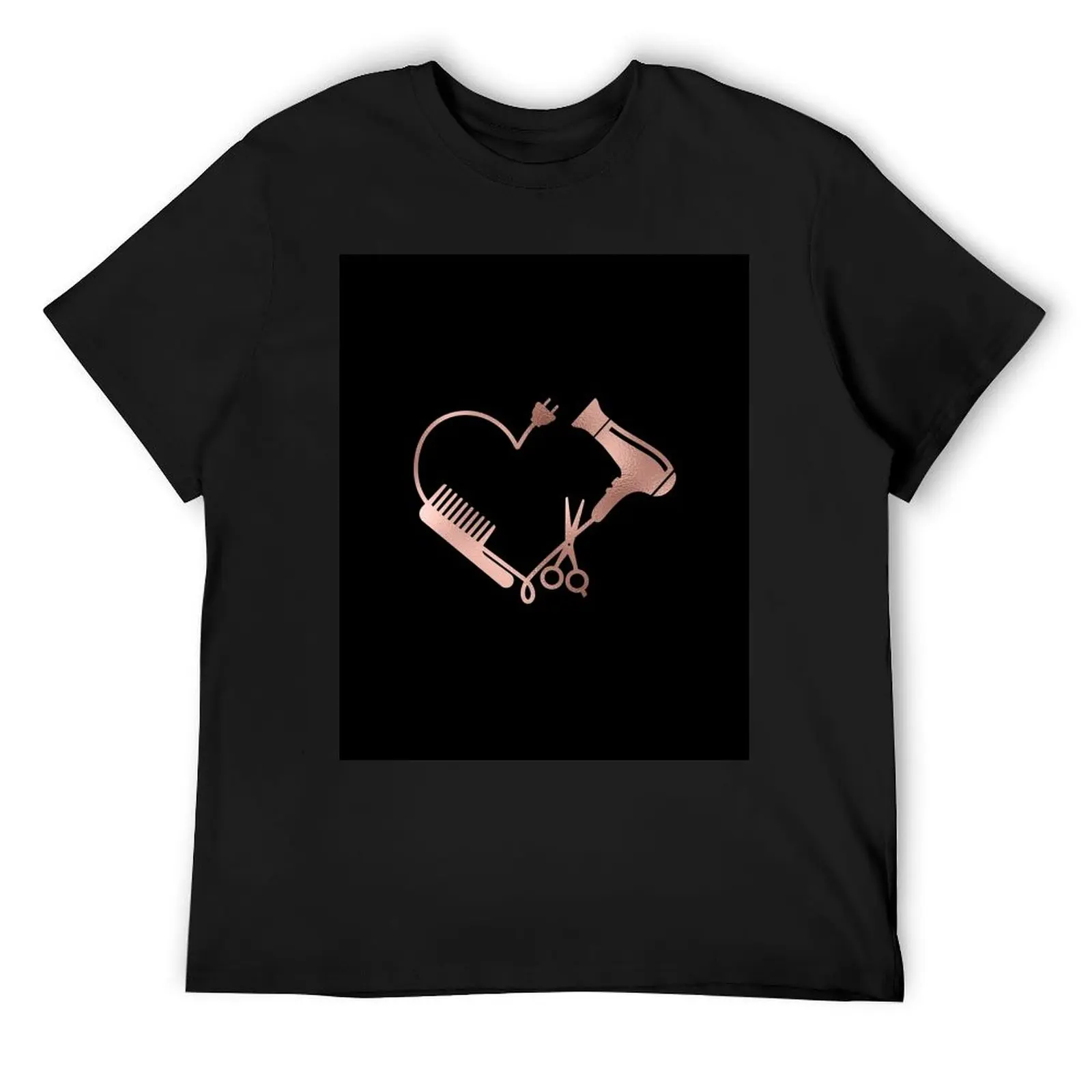 Rose gold Heart Love Hair Stylist Salon T-Shirt quick drying plus sizes summer top mens graphic t-shirts anime