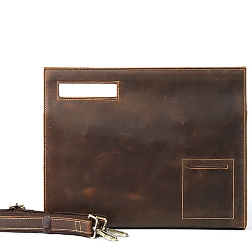 Genuine Leather Men Fashion Man Crazy Horse Cowhide Shoulder Handbag Retro Messenger Bags Male Briefcase Men Travel Bag Handbags