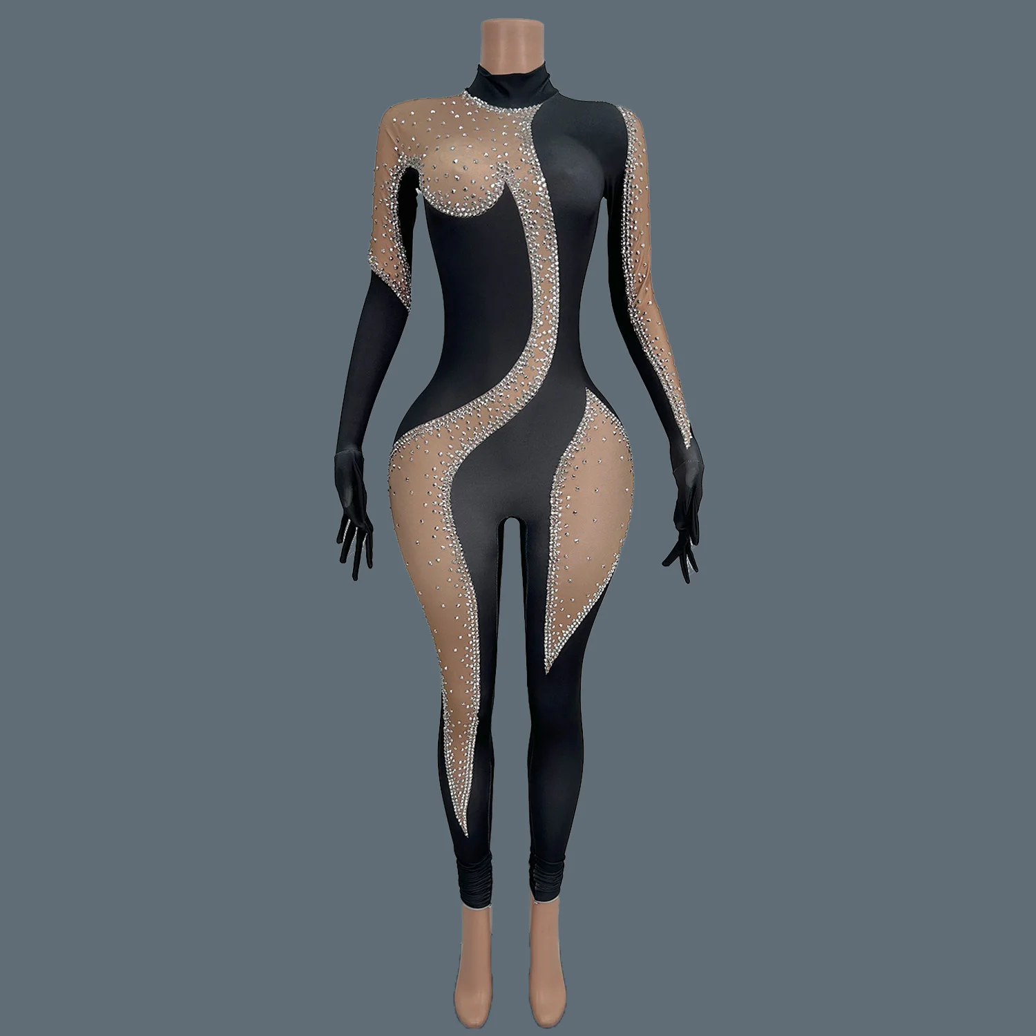 Sexy Tight Rompers Shining Women's Performance Jumpsuit Luxury Rhinstones Designer Nightclub Party Celebrate Stage Outfit Silie