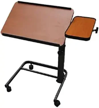 Health Acrobat Professional Overbed/Laptop Table, Tilting Mast, Height Adjustable with Casters. Split Top and Folds