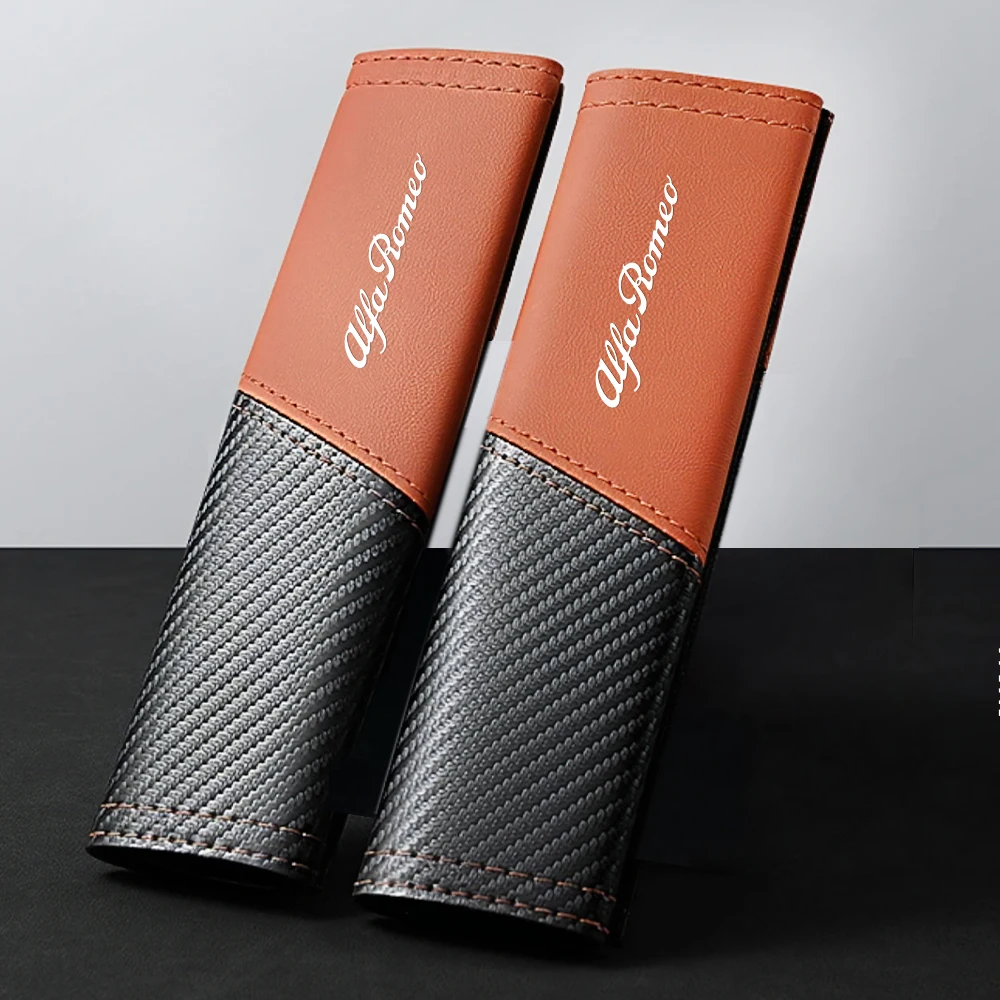 

2pcs Carbon Fiber Texture Car Safety Belt Shoulder Pad Seat Belt Shoulder Protector Cover ForAlfa Romeo 159 Giulietta Mito 147