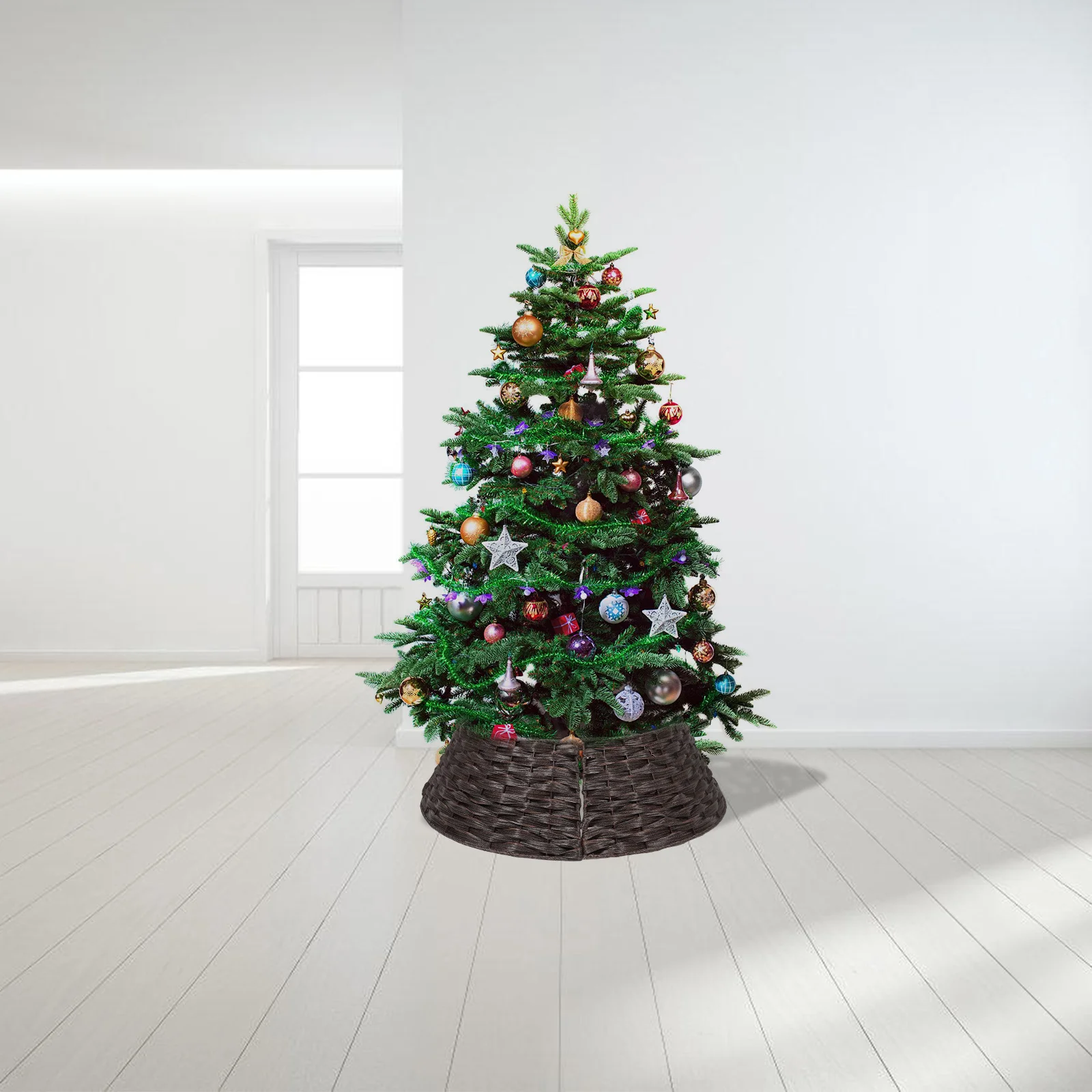 

Christmas Tree Skirt Brown Small Retro Decorative Base Cover Stand Collar Artificial Farmhouse Style Indoor Outdoor