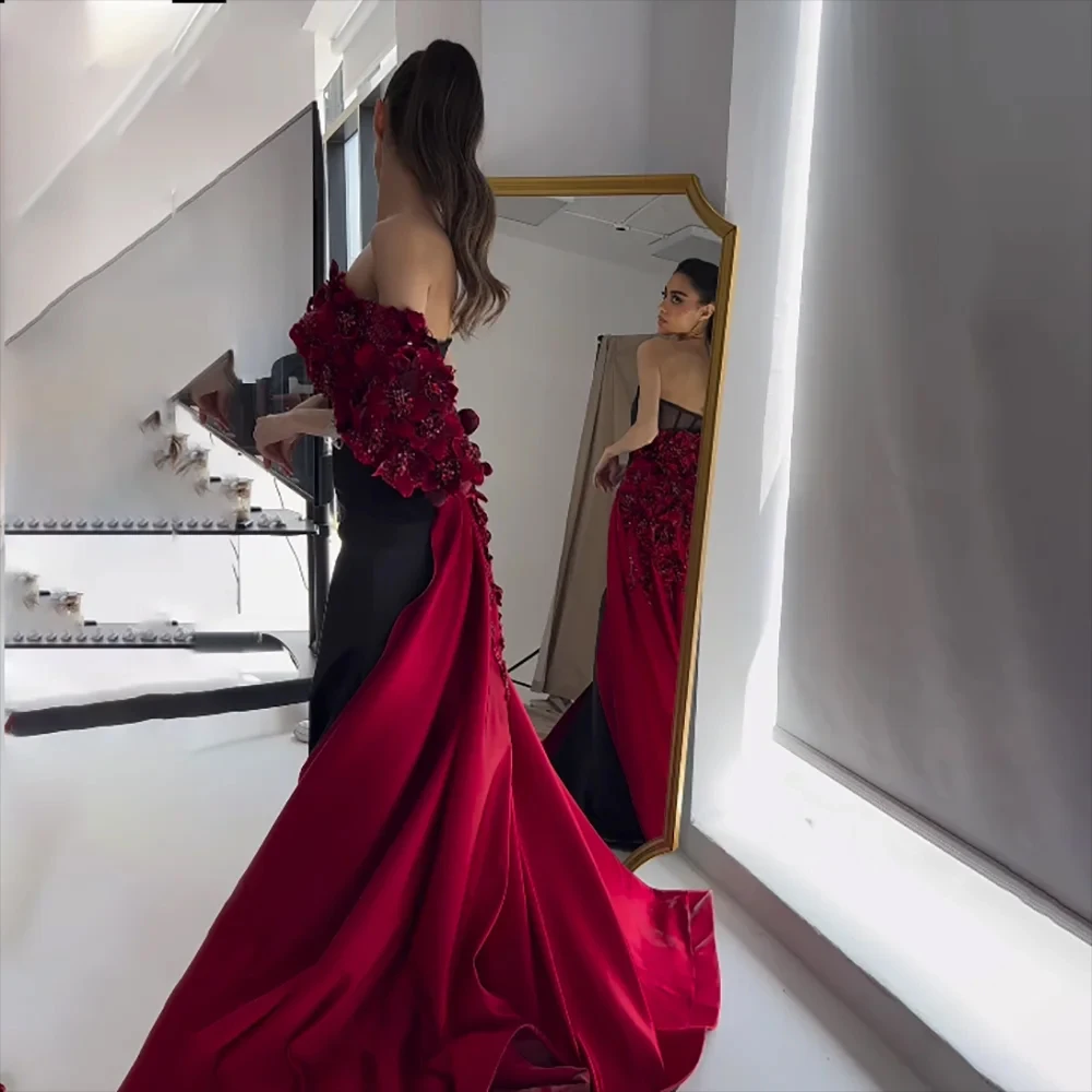 

Customized Formal Exquisite Fashion Jersey Flower Pleat A-line Strapless Long Dresses Cocktail Dresses High quality Classic