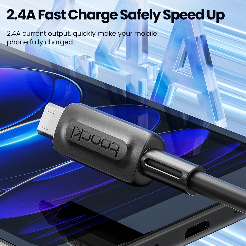 Toocki USB A TO Micro Cable 2.4A Fast Charging For Micro Interface Mobile Phones Tablets Power Banks Small Fans Data Sync Cord
