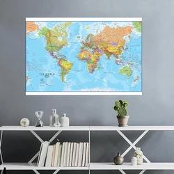 Non-Woven Canvas Pintura Wall Art Poster, O Mapa Do Mundo, Unframed Print, Sala de estar, Home Decor, Material Escolar, 100x70cm