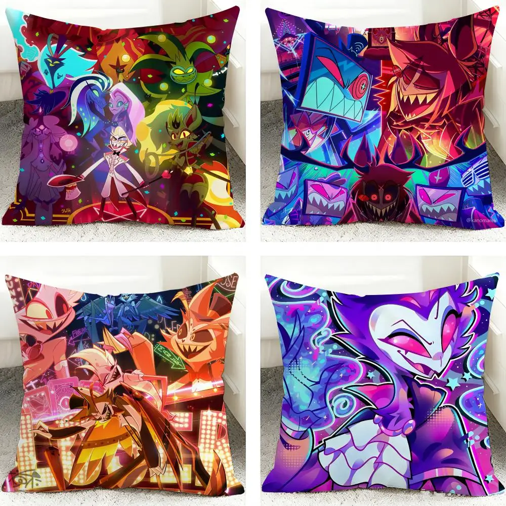A-Alastor Angel Dust Vaggie Cushion Cover 40x40cm Square Decorative Sofa Cushion Cover Bedroom Living Room Home Decor Gift