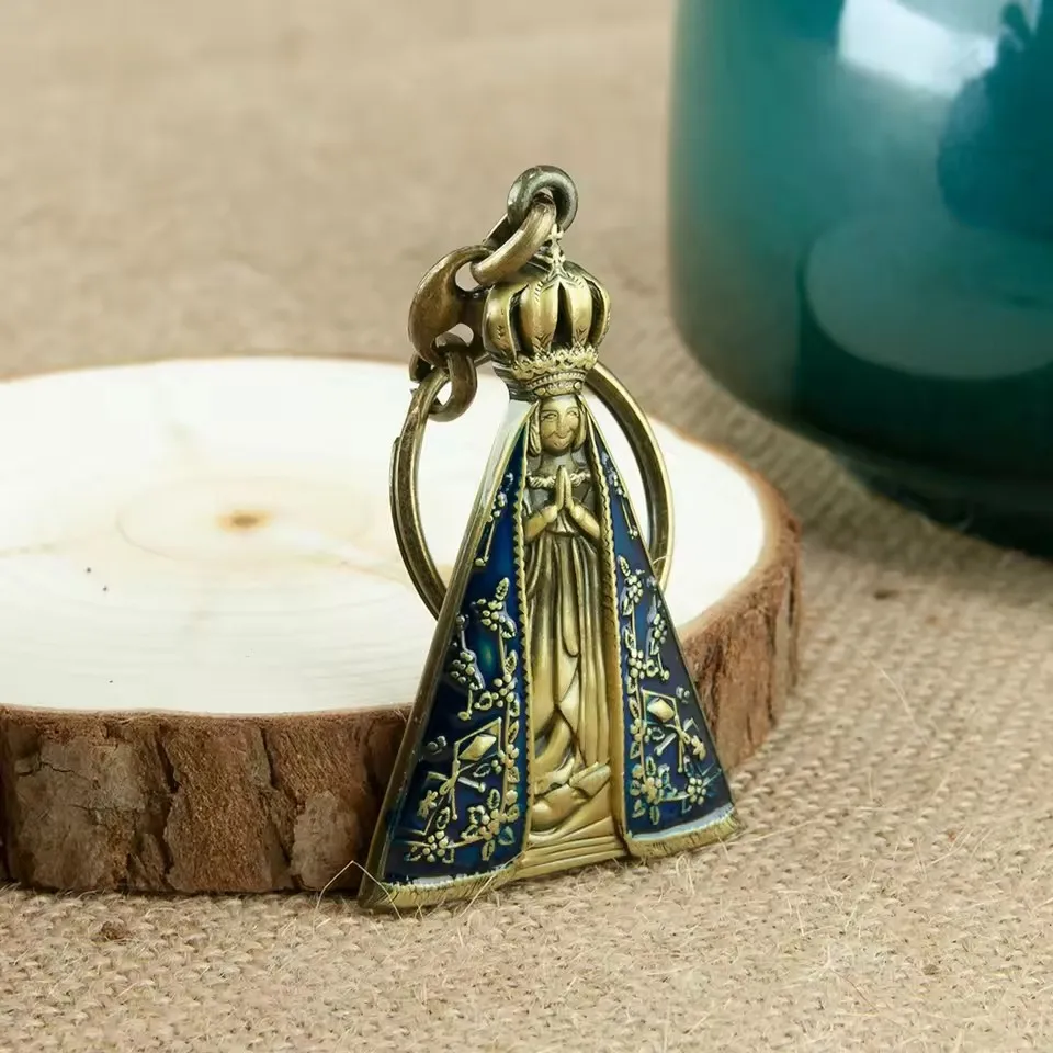 New 2026 Orthodox Accessory Prayer Pastor Metal Key Chains Mary Crown Icon Handbag Religious Key