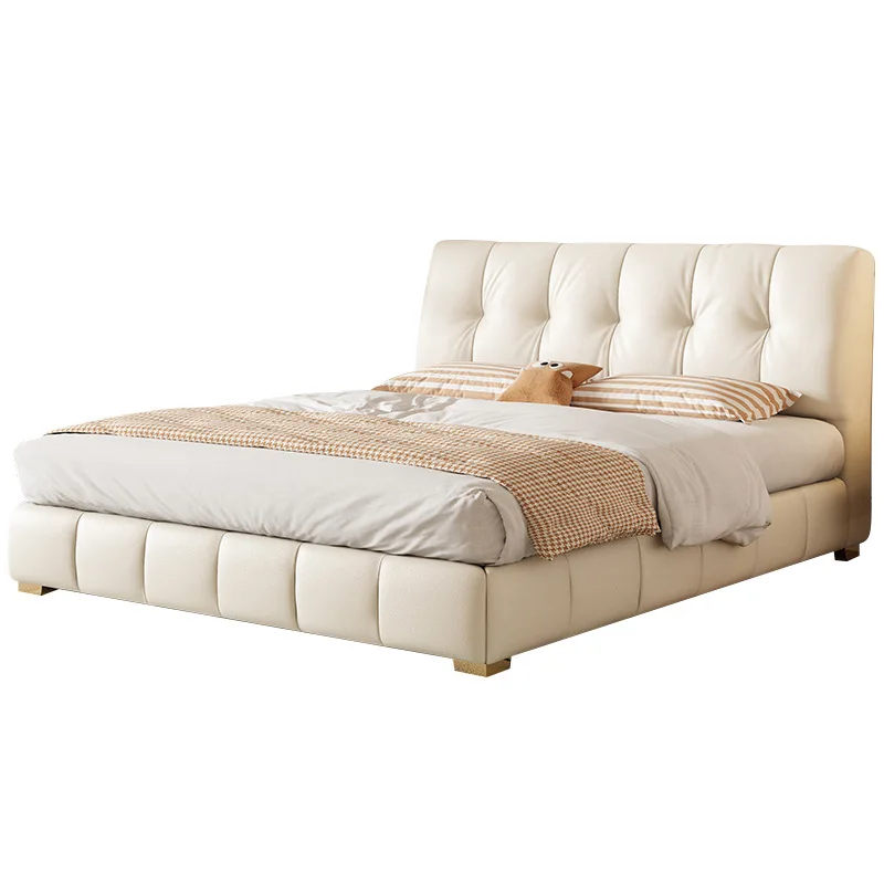 

Soft cloud bed small apartment storage modern minimalist leather solid wood bed