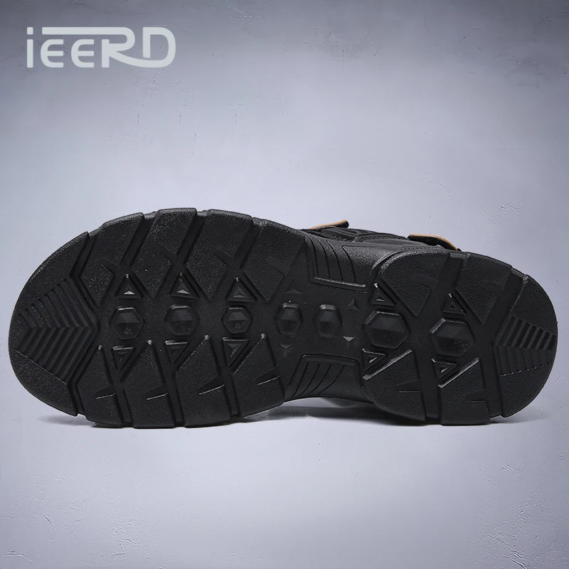 Men's Summer Leather Sandals With Arch Support And Massage, Anti-Slip For Beach And Outdoor Wading, Large Size_voghion.com