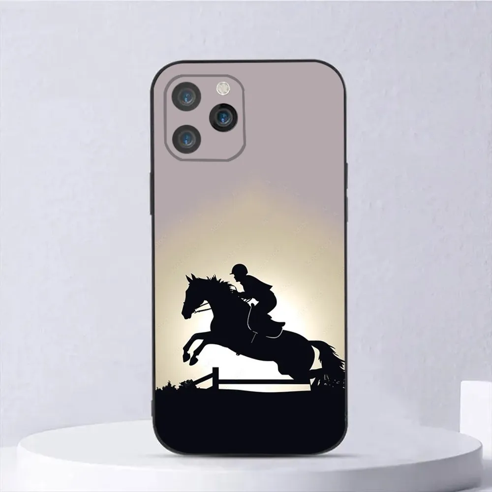 Equestrian Competition Phone Case For iPhone 15,14,13,12,11,Plus,Pro Max,XS,X,XR,SE,Mini,8,7 Soft Silicone Black Cover