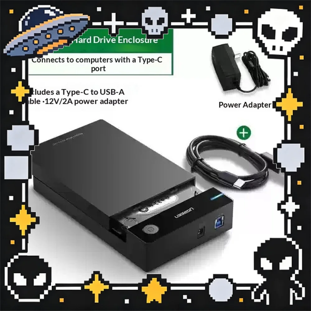 UGREEN 60736 3.5 Inch HDD Enclosure USB 3.0 Type C 5Gbps External Hard Drive Case for Desktop PC