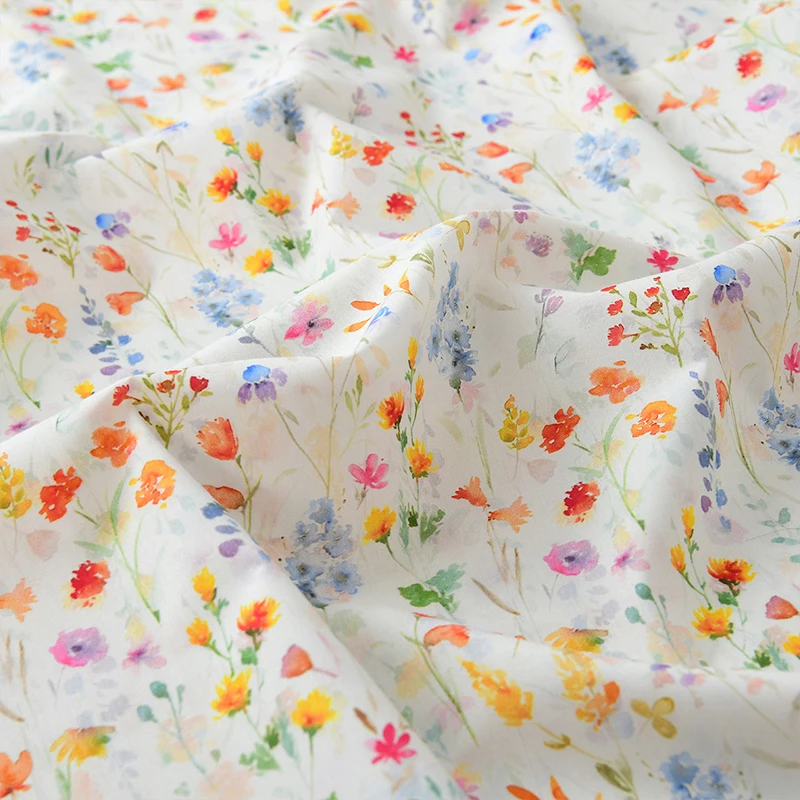 

100x145cm Cotton Poplin Fabric Pastoral Style Fresh Floral Printed Fabric For DIY Sewing Doll Clothes Dress Pajamas Shirts