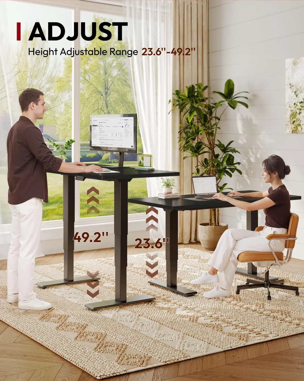 Dual Motor Electric Standing Desk 220lbs Height Adjustable Home Office Workstation, Customized