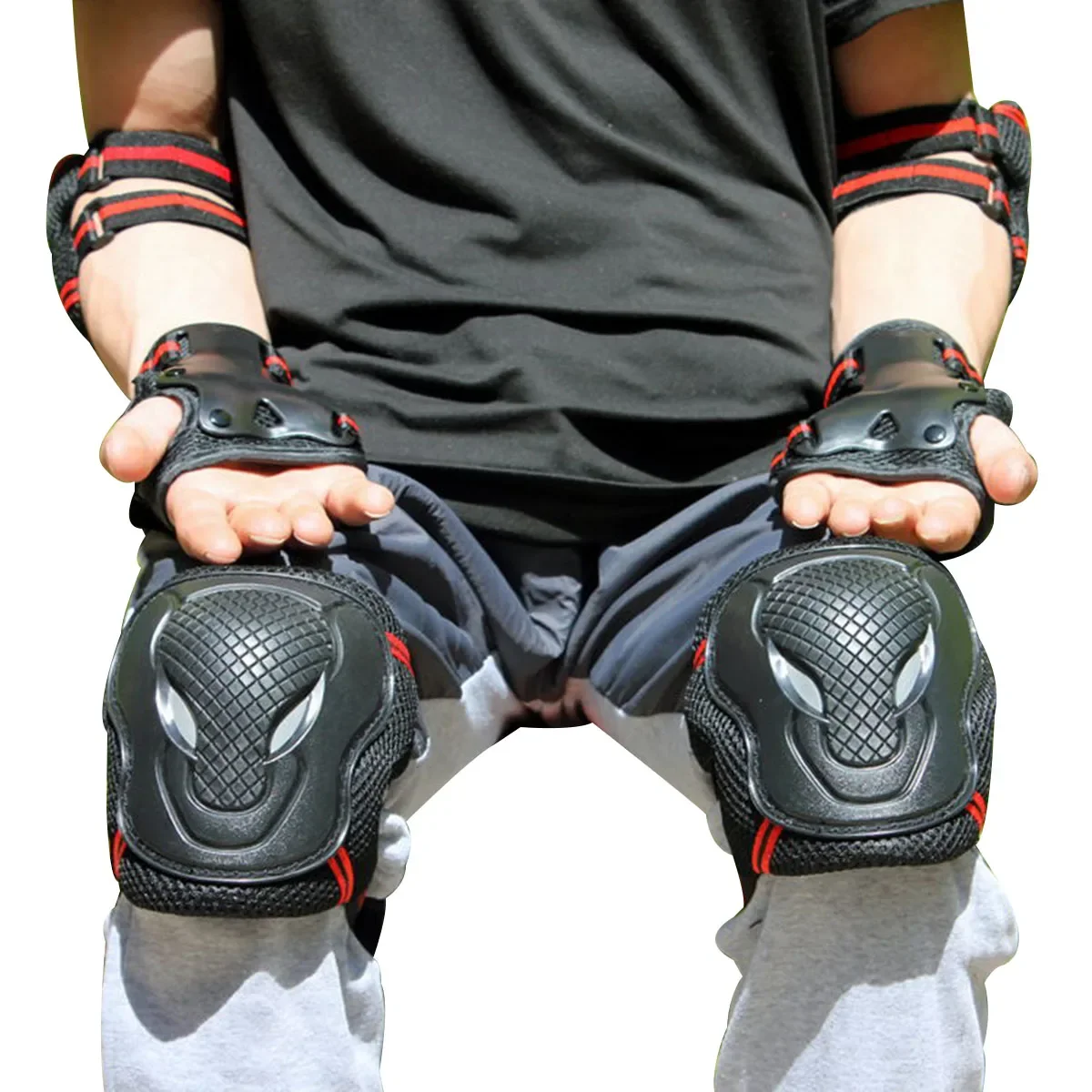 6PCS Adult Children Knee Pads Elbow Pads Wrist Pads Mesh Design Suitable for Roller Skates Skateboards Skating Bicycles Scooters