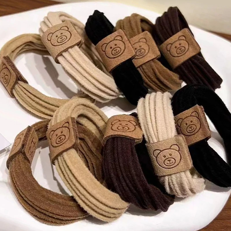 High Elasticity Thickened Durable Headband Headband Hair Tie Cute Bear Rubber Band Women's Hair Accessories