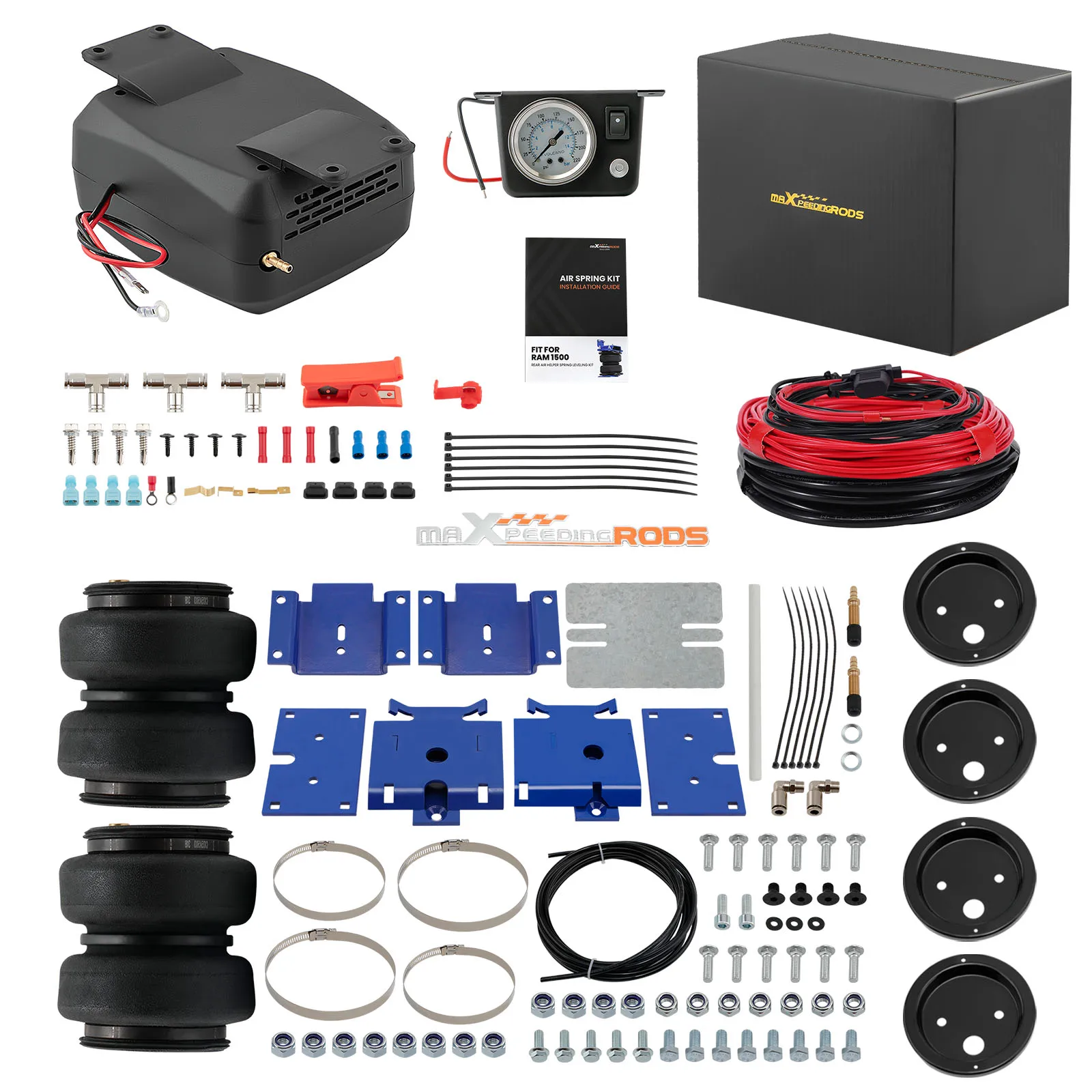 Air Spring Bags with Air Controller Kit For Dodge Ram 1500 PICKUP 2009-2010 Air Spring Kit+Air Shock Compressor Kit
