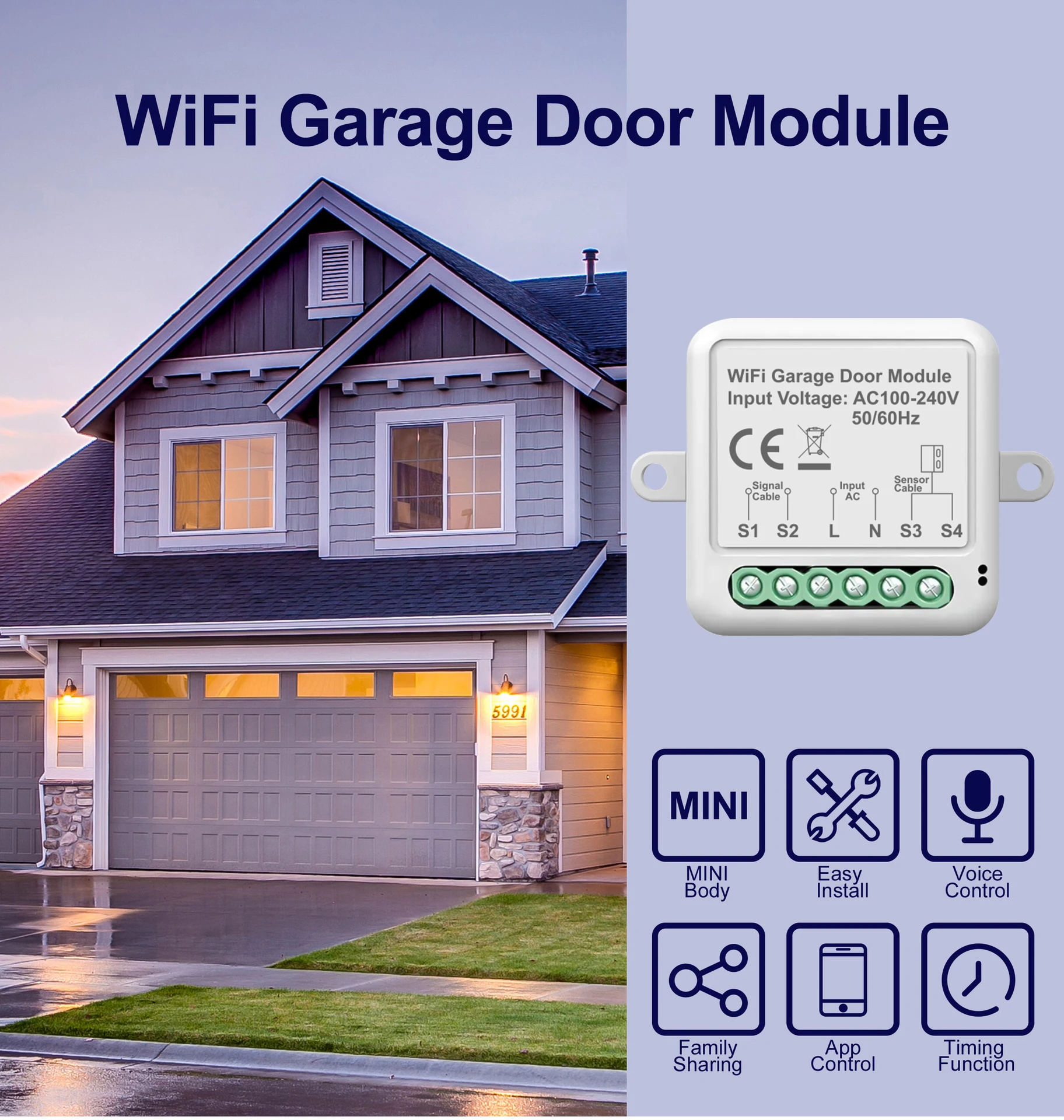 

Tuya WiFi Garage Door Opener Module Smart Life Timer Controller Support Alexa Google Home Assistant Yandex Alice Voice Control