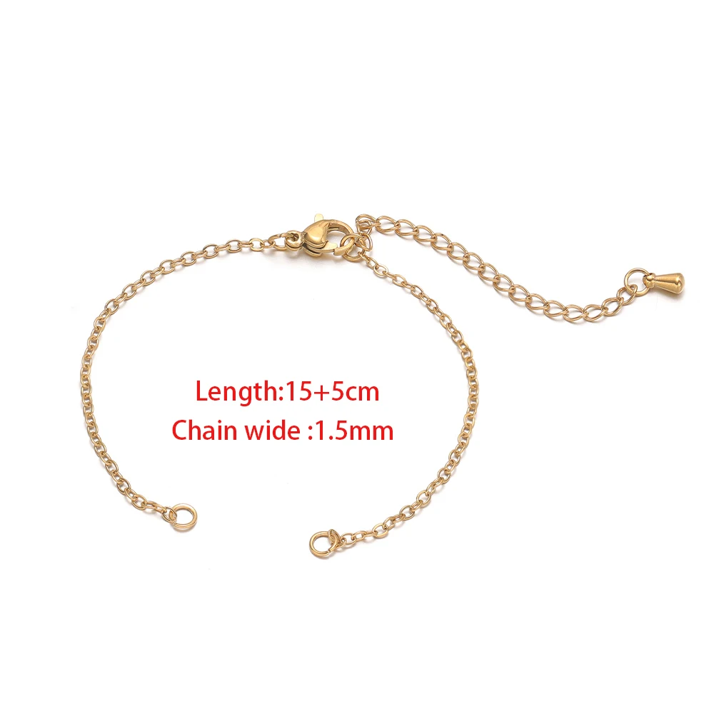 5 Stück Edelstahl Verstellbare Flachketten mit Verlängerungskette DIY Armbänder Fußkettchen Verbinder Anhänger Schmuckherstellung Bastelbedarf – Detail 1