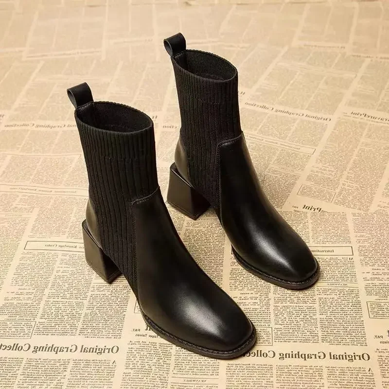 Leather Autumn Booties New In Woman Short Shoes Pu Trend 2024 Comfortable and Elegant Ankle Boots for Women On Promotion Fashion