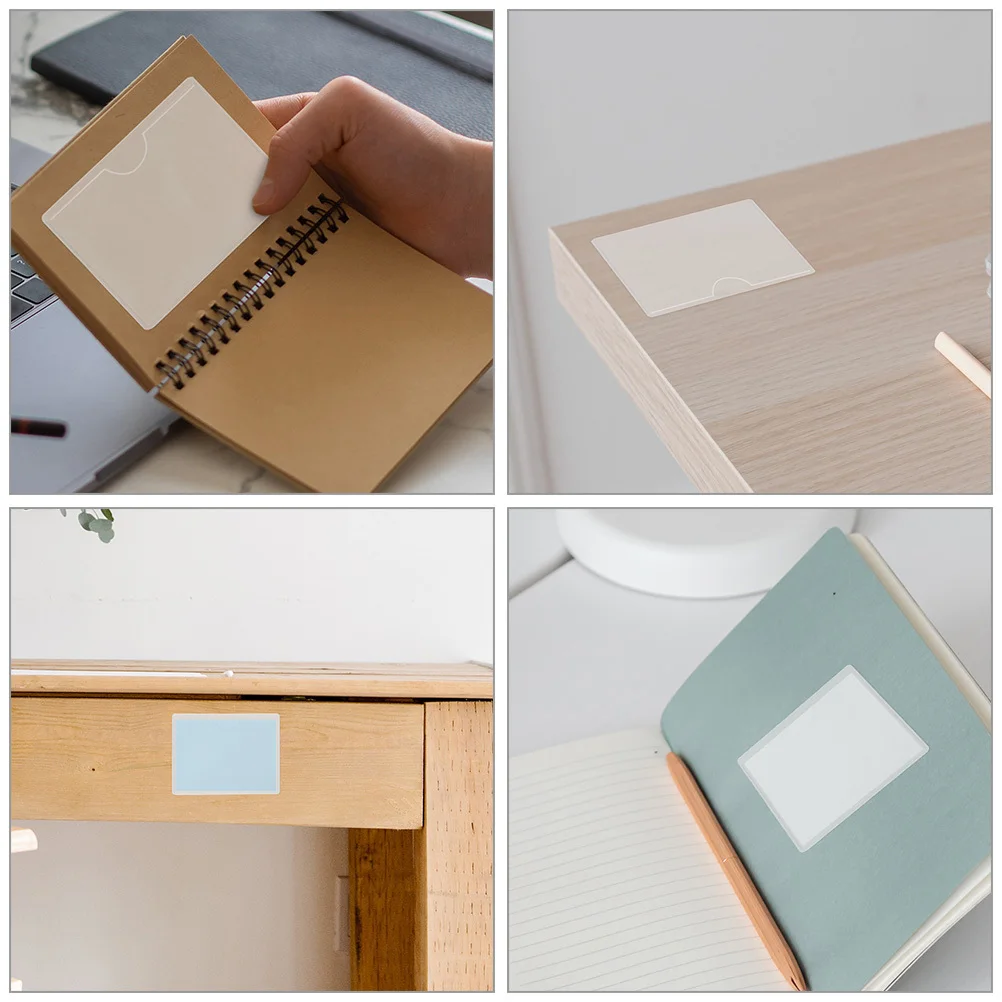 

12Pcs Adhesive Label Pockets Clear Plastic Card Holders for Organizing Name Tags Labels Photos on Notebooks Journals Desks