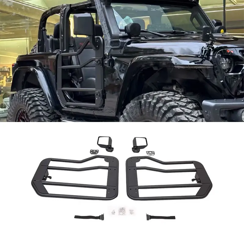For Off-Road 4x4 Accessories 2 Door Steel Round Tubular Half Door With Rear View Mirror For Jeep Wrangler JL 18-24