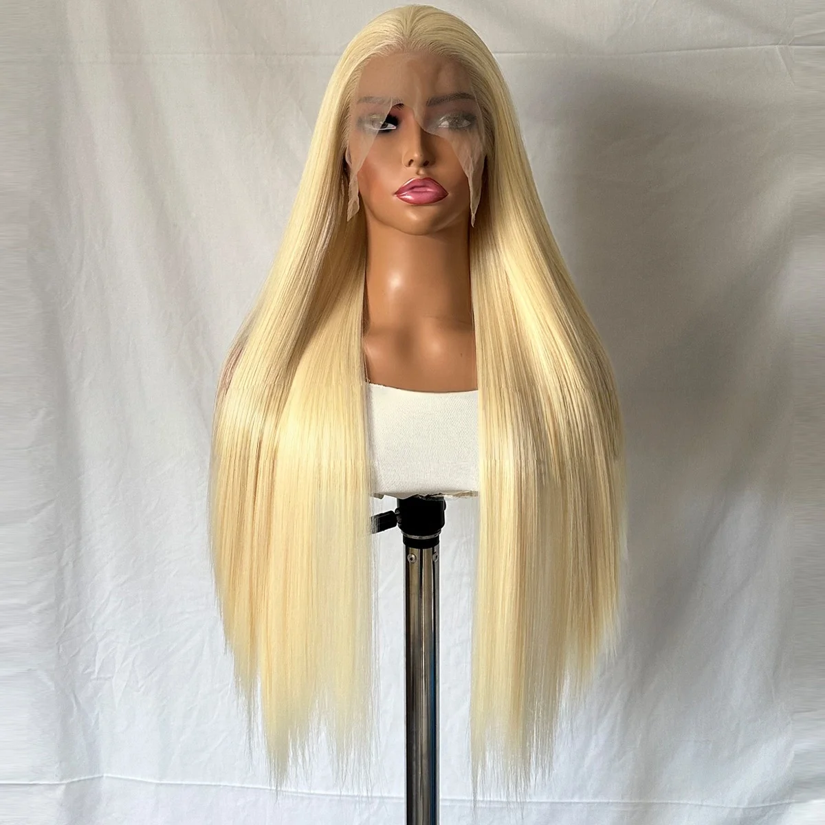 Peruca loira clara para mulheres, 13*4 hd, renda frontal, 26 polegadas, cabelo longo e reto, perucas sintéticas, cosplay, wear e go, faixa de cabeça