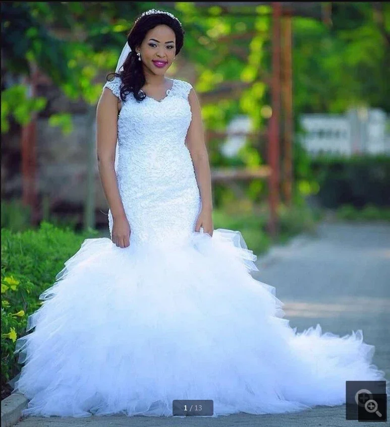 

Свадебное платье Robe De Mariage с русалкой по индивидуальному заказу, кружевное платье с рюшами и короткими рукавами, африканское арабское платье невесты, скромные свадебные платья