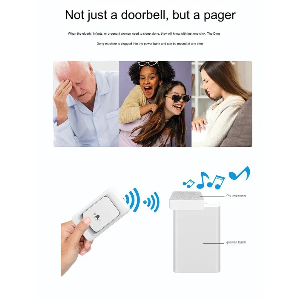 Outdoor Wireless Doorbell With USB Plug Receiver 3 Levels Volume With Flashing Backlight Remote Control Smart Home Security