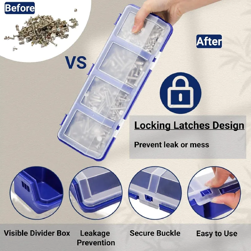 Portable covered Bolt Box Parts Storage Box Stackable Hardware Storage Box Small Fastener Organization Storage Tool