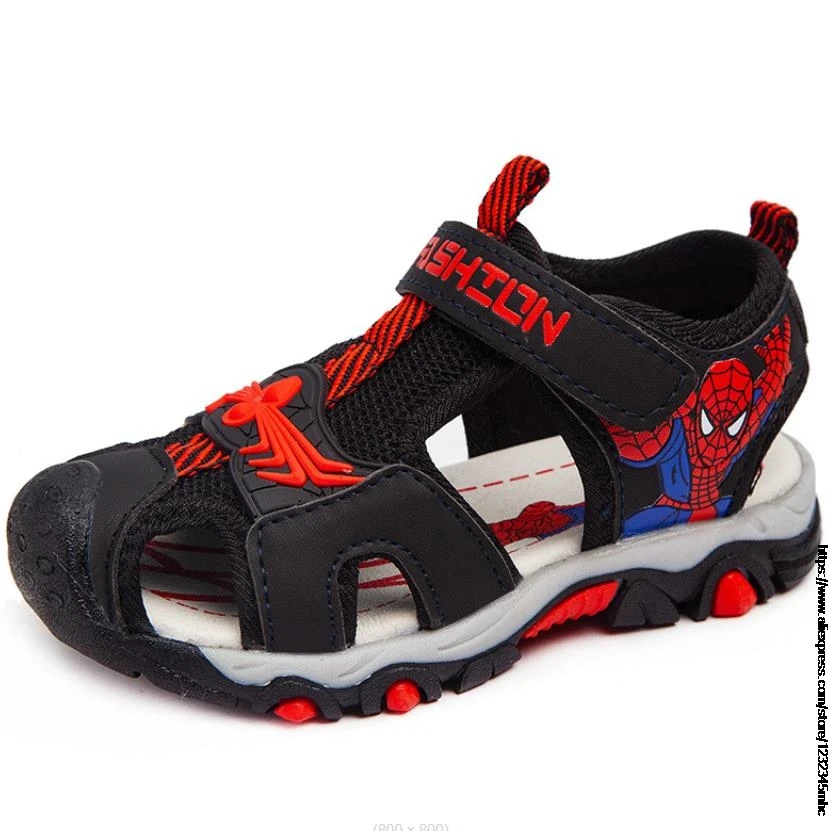 Sandalias de SpiderMan para niños, zapatos de agua de playa al aire libre, antideslizantes, suaves, de verano