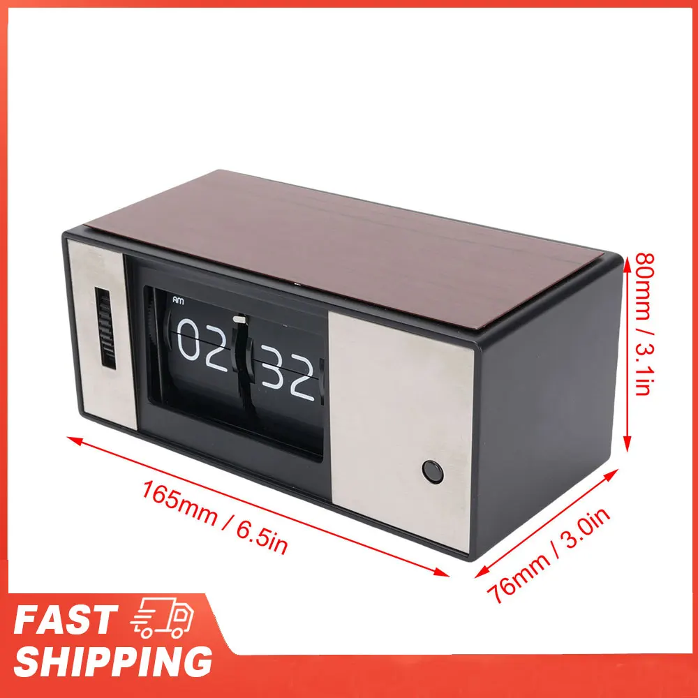 Retro Digital Mechanical Flip Down Clock Auto Flip Desk Clock LED Light Battery Operated for Home Office Decoration 12 Hour