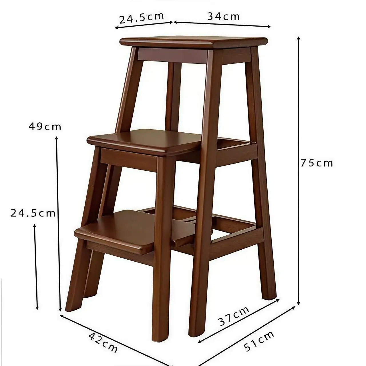 Escada de madeira maciça fezes domésticas retrátil fezes multifuncional cozinha sala de estar dupla finalidade escada de escalada fezes lugar