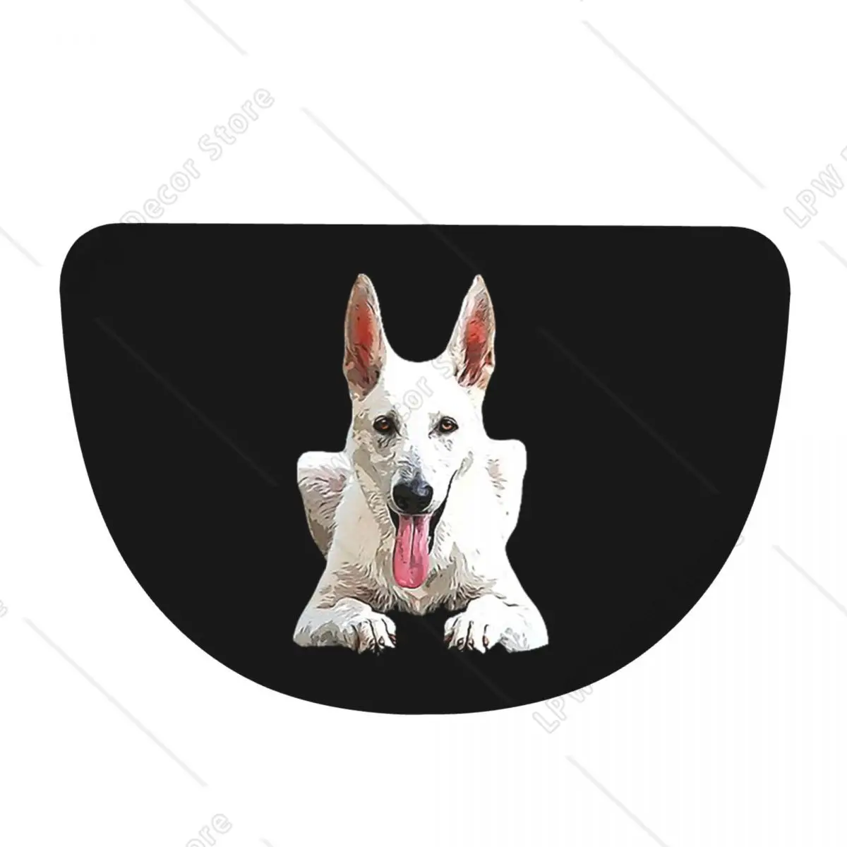 White Swiss Shepherd White German Shepherd Soft Flannel Half Round Doormat Non Slip Bathroom Mat Absorbent Floor Carpet for Home