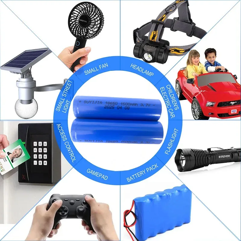 18650 Rechargeable Lithium-ion Battery 3.7V 1500mAh for Fan Mobile Power Backup Power Battery Pack DIY