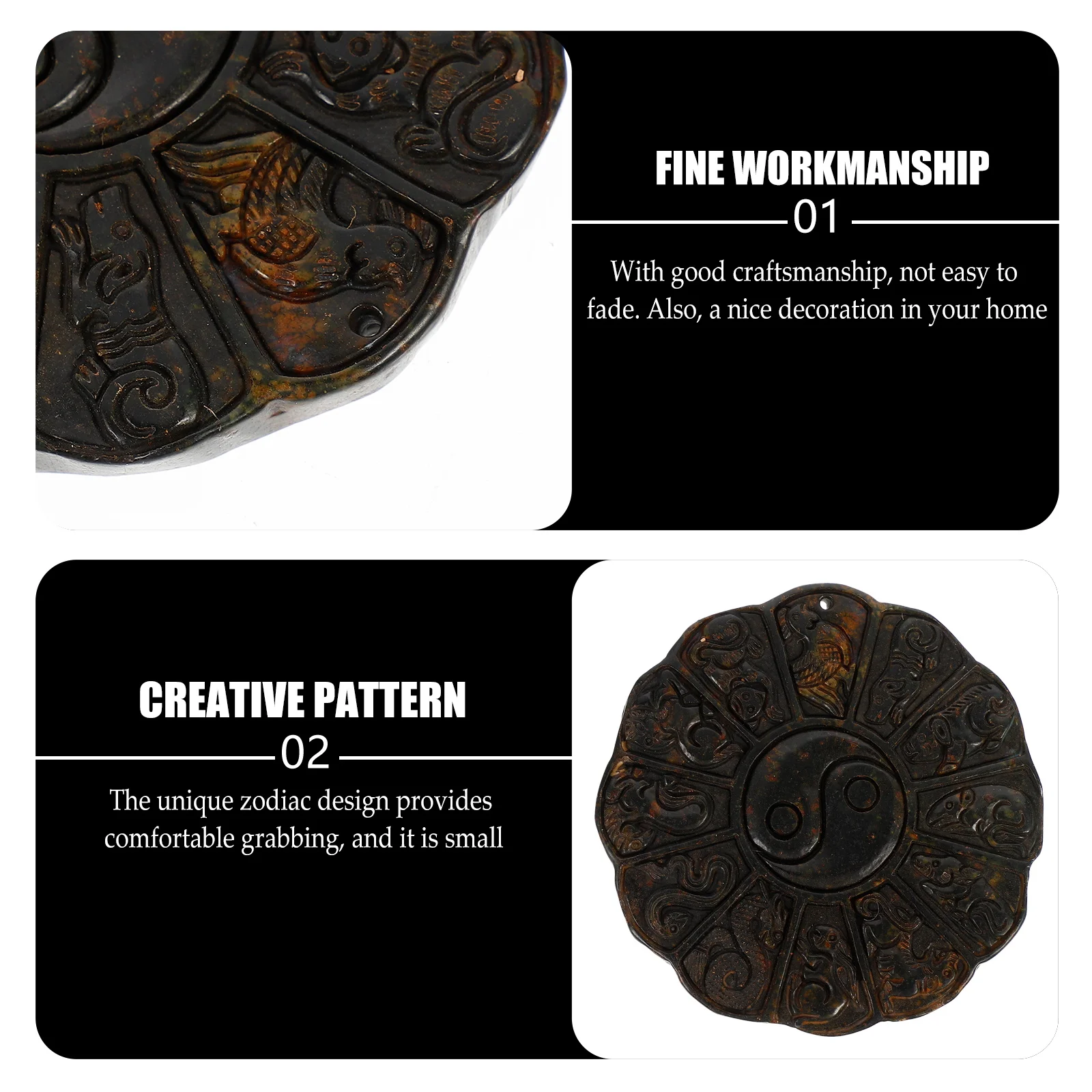 1Pcs Ink Stone Zodiac Design Paper Weight for Office Desk Decor Calligraphy Tool Craft Ornament Students Gift Retro Art