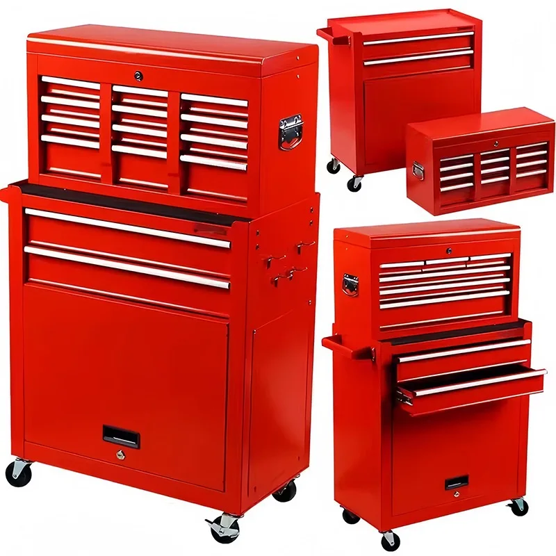 Heavy Duty Steel Tool Cabinet with Drawers Lockable Wheels-OEM Available Customizable Size & Color Industrial Workshop Storage