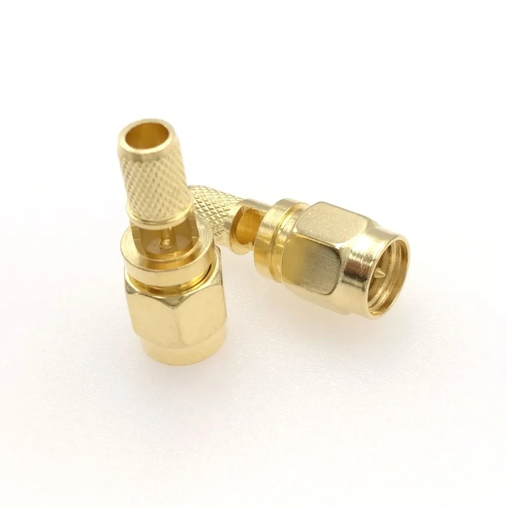 Gold SMA Male Plug Center Window Crimp RG58 LMR195 RG142 RG223 RF Connector 1PC