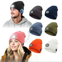 Knitted hat, with LED lights, wireless bluetooth headset, luminous hat, riding safety, headset hat, winter riding warmth