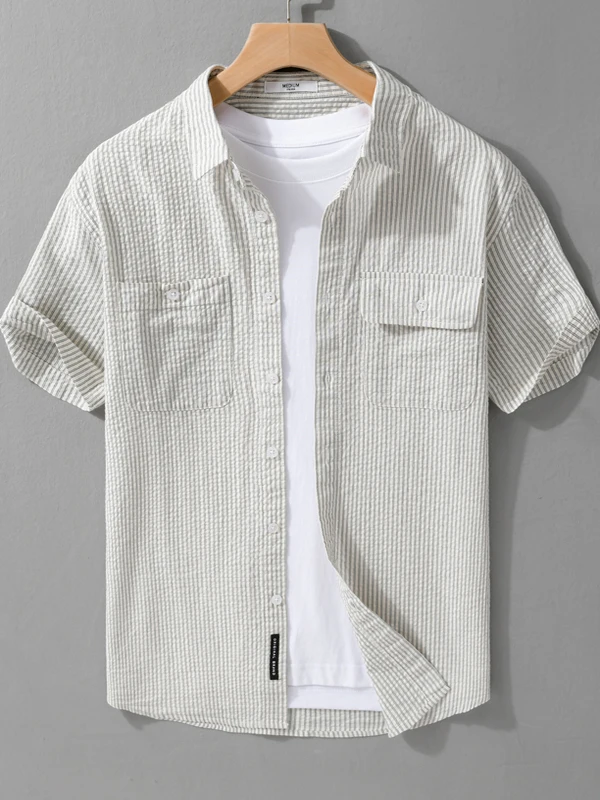 

Loose Casual Men's ort Sve irt Texture Design Faion Artistic Striped irt Summer New Arrival Youth ular Sle