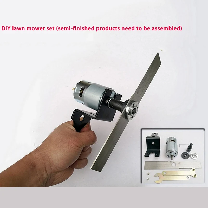 AC62-DIY Grasmaaier Set DC 12 V 775 Motor Mangaan Staal Blade Tuin Moving Gereedschap Mini Tool Gras Snijmachine