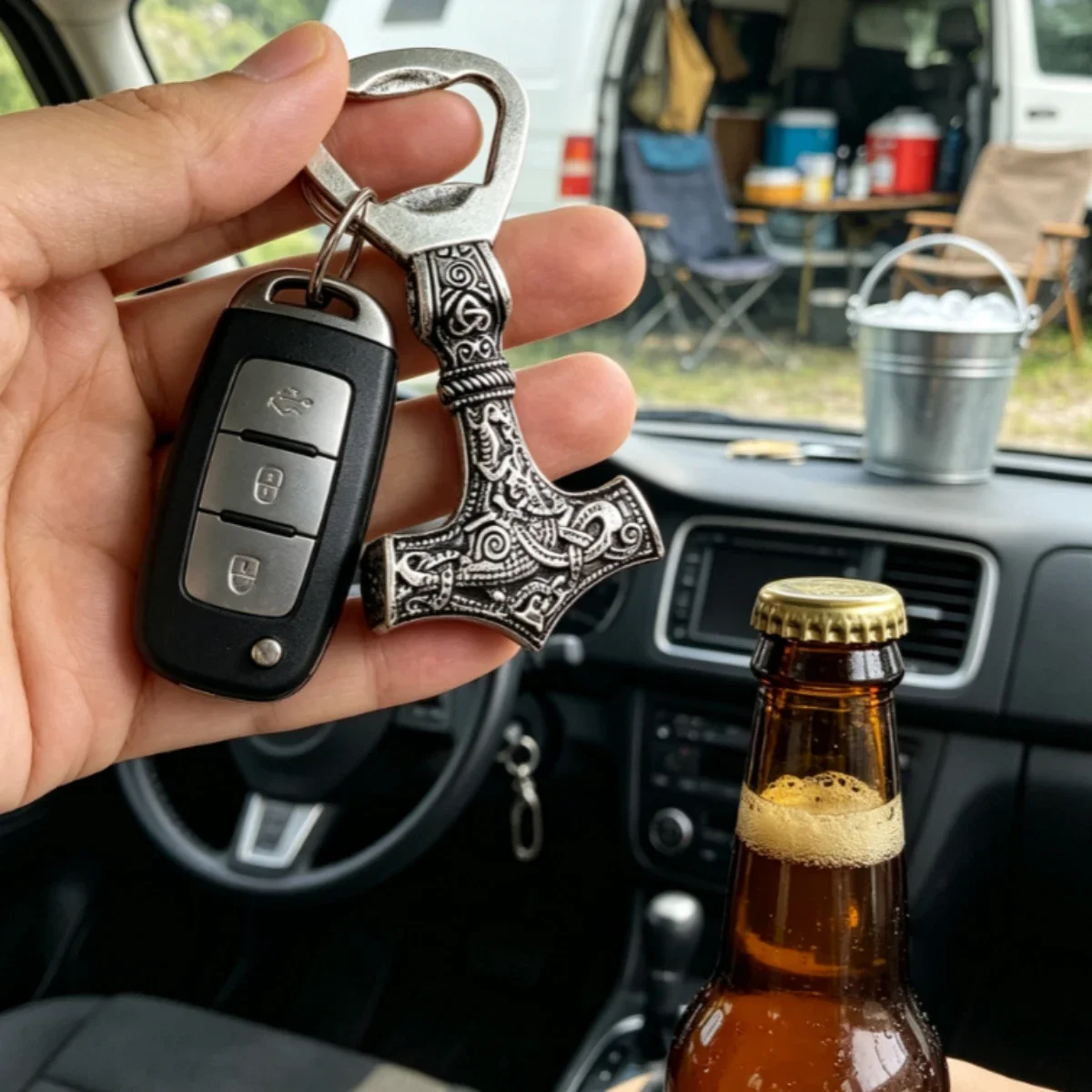 Nordic Viking Mjolnir Beer Opener Vintage Engraved Thor Hammer Bottle Opener Party Practical Mini Present For Him Viking Fans