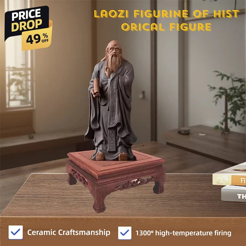 

Ceramic historical figure Lao Zi statue， The great thinkers of ancient China Home Room Office Tea Set Decoration Memorial Statue