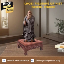 Ceramic historical figure Lao Zi statue， The great thinkers of ancient China Home Room Office Tea Set Decoration Memorial Statue