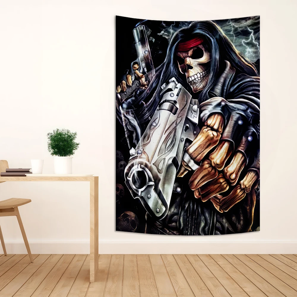 Gobelin Anime Tapestry Vintage Wall Tapestry Retro Skull Goth Hanging Tapestries Blanket Pinic Mats Room Decoration
