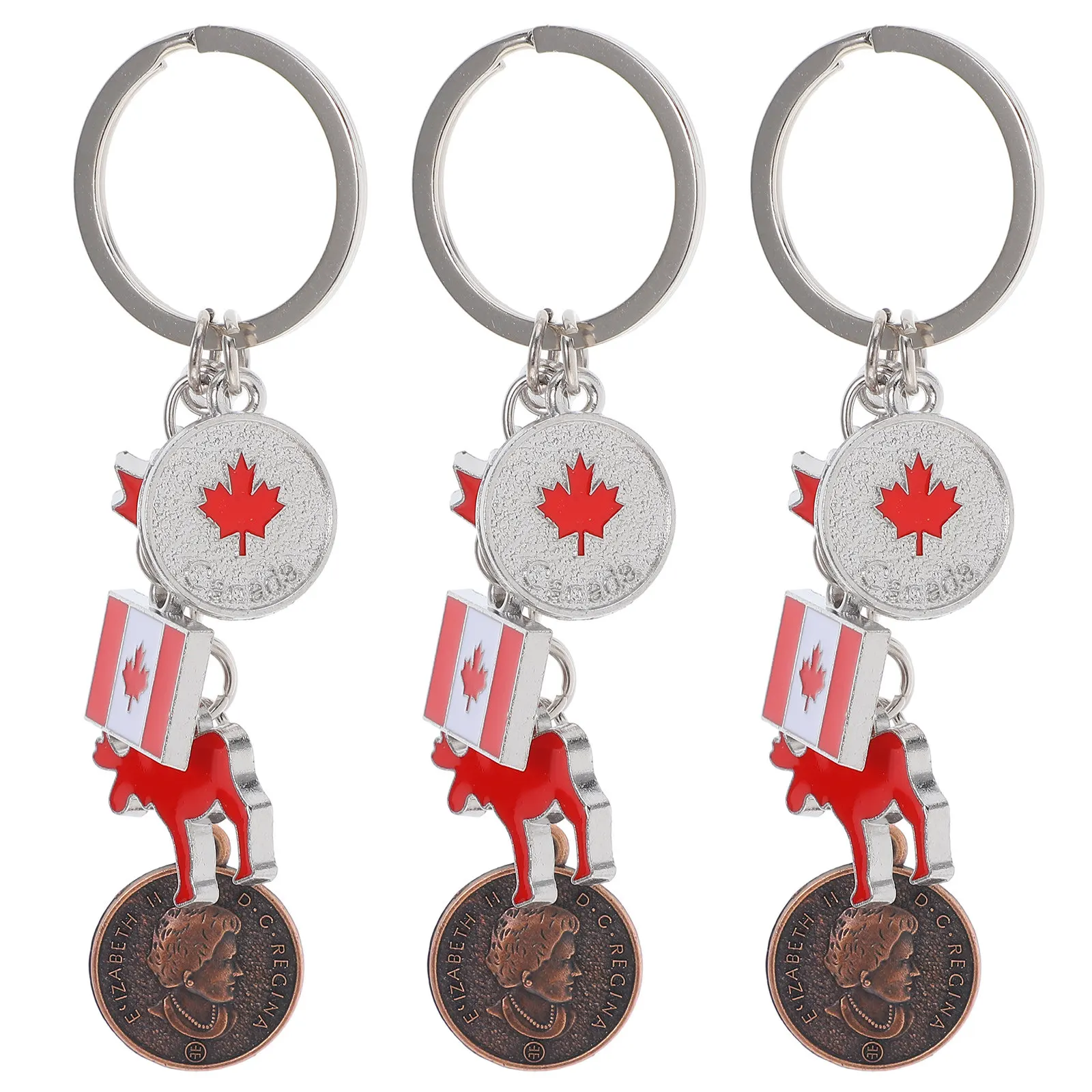 Canadian Flag Keychains 3 Pack Decorative Key Rings Gifts for Friends Family Colleagues