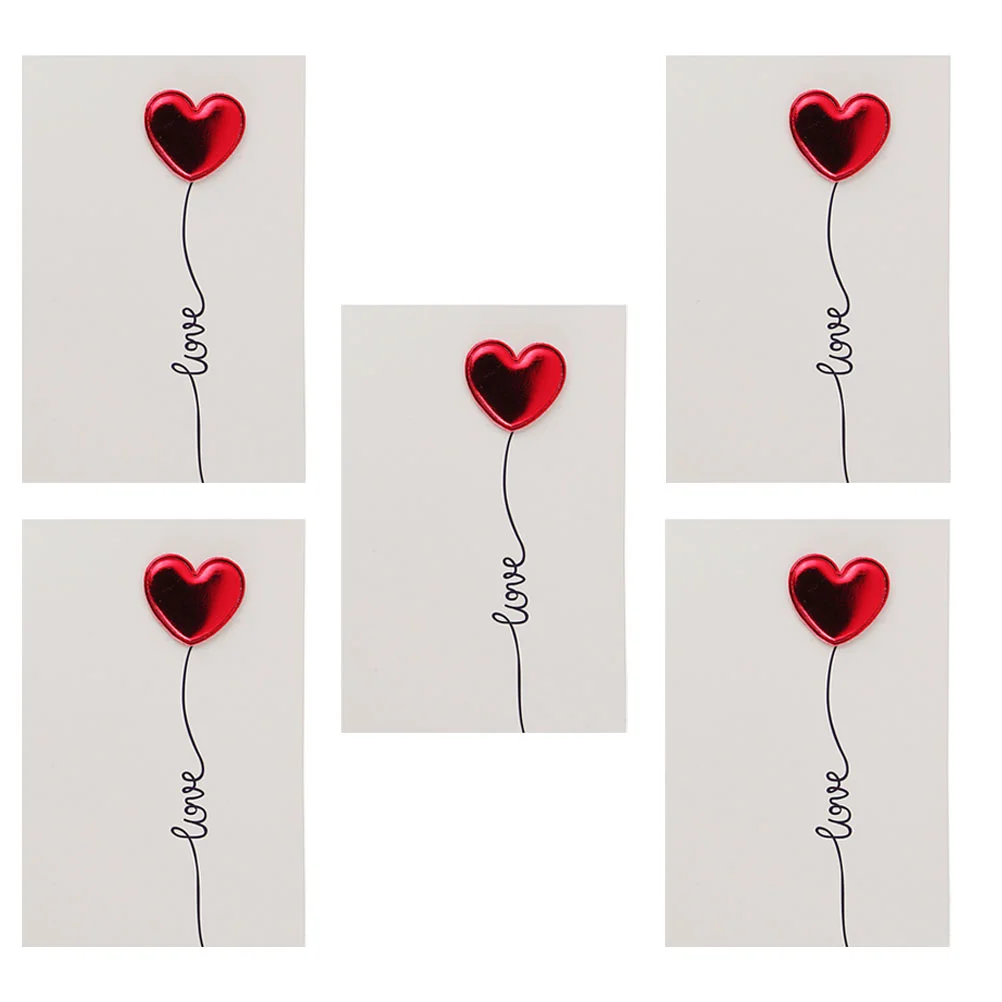 5 Pcs Greeting Card Pop-up Cards Three-dimensional Message Paper Valentine's Day 3D