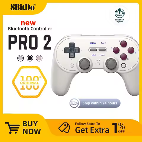 8BitDo New Pro 2 Bluetooth Gamepad with Hall Effect Joystick for Nintendo Switch, PC, macOS, Android, Steam Deck &amp; Raspberry Pi