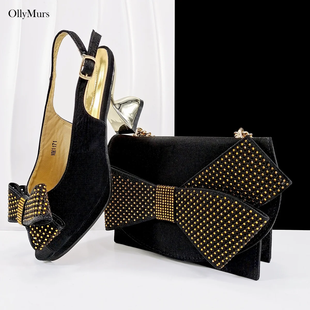 

Summer Fashion Woman Sandal Shoes And Purse Set New Style African Rhinestone Pumps Shoes And Bag Set For Evening Party