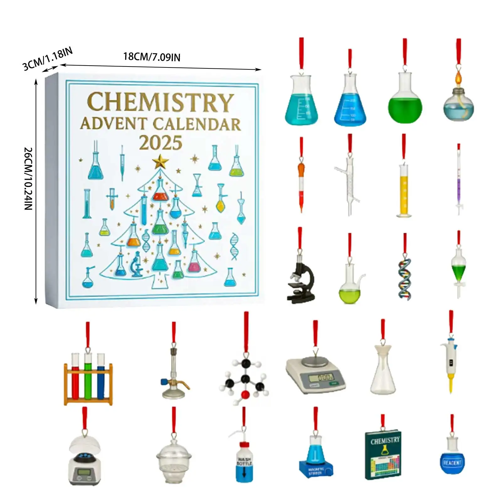 Mini minuterie calendrier de l'avent de chimie 2025 24 jours ornements de chimie calendrier de compte à rebours de noël chemistrys amusants la minuterie