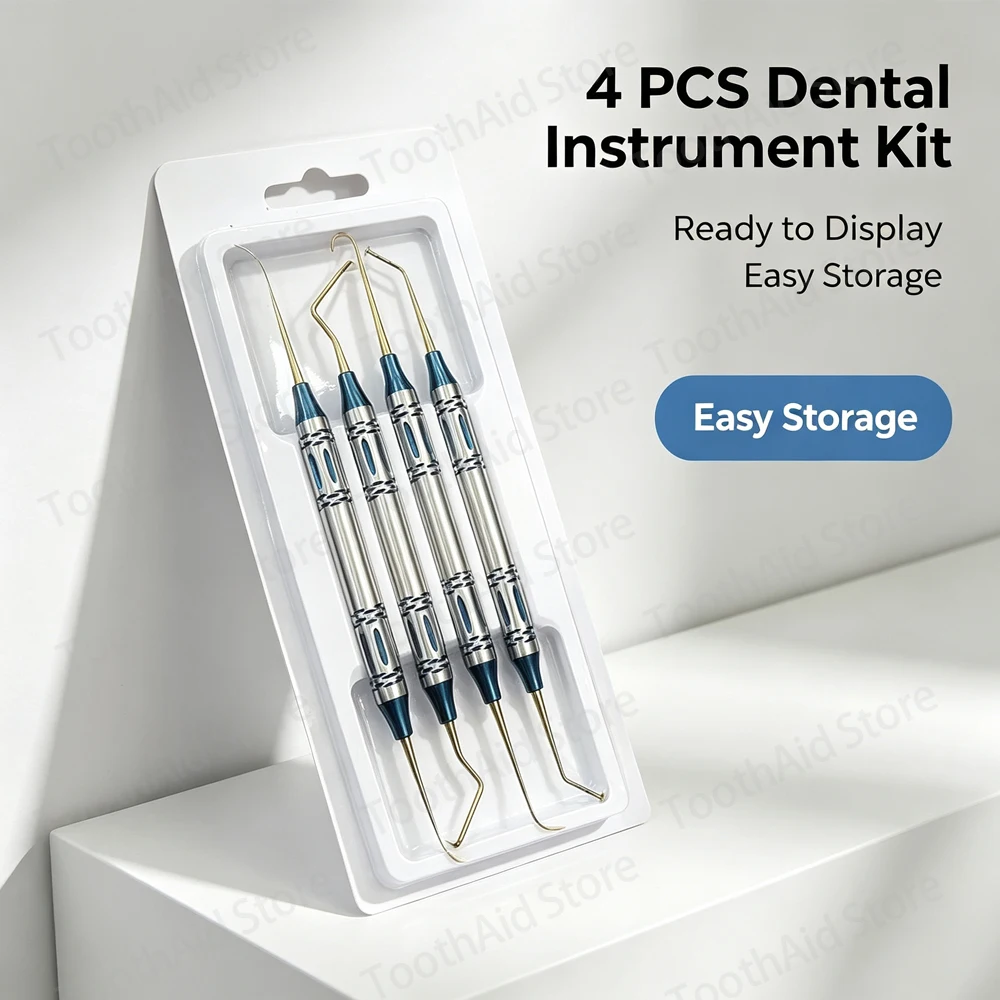 Stainless Steel Sinus Lift Elevator Set 4Pcs Double-Ended Autoclavable Dental Implant Oral Surgery Instrument